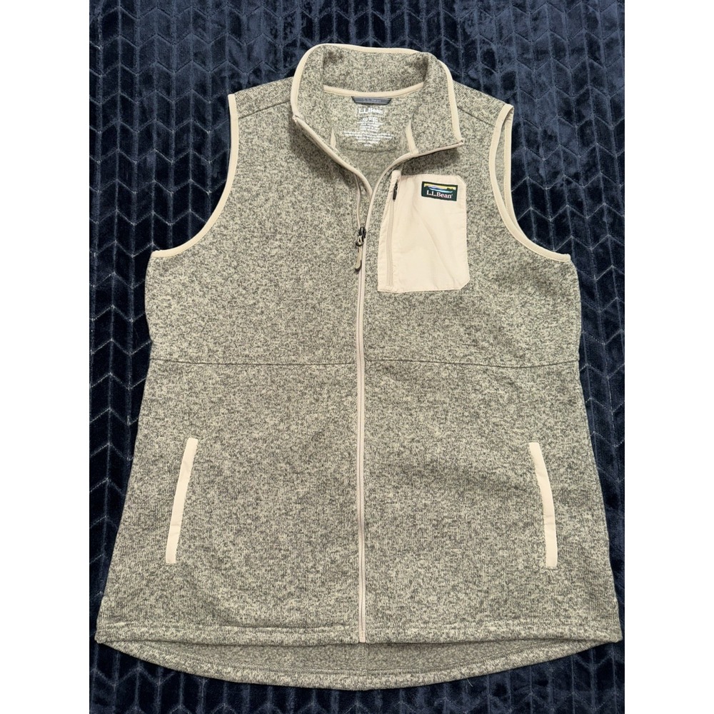 LL Bean Women's Sweater Fleece Long Vest Zipper Pocket Better Outdoor Hike Sz XL